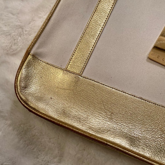 Vintage Celine White Canvas and Gold Leather Tote - Picture 9 of 11